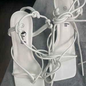 White shein lace up heels 🤍✨